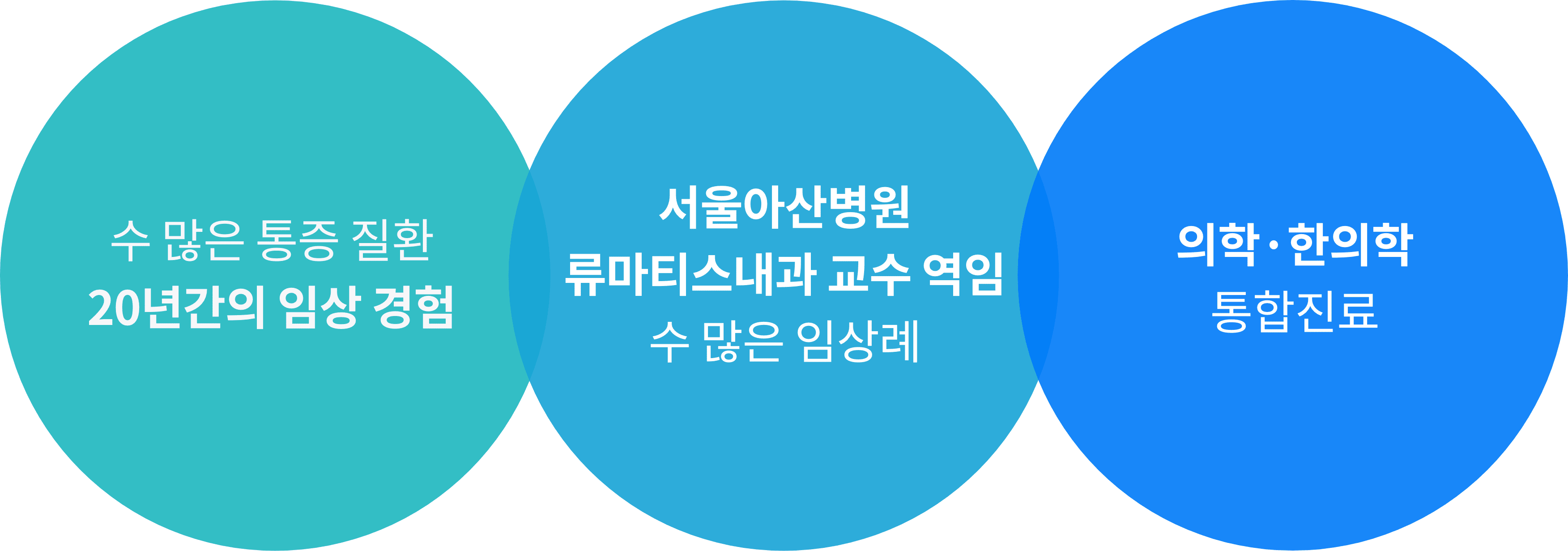 수많은 통증질환 20년간의 임상 경험, 서울아산병원 류마티스내과 교수 수 많은 임상례, 의학·한의학 통합진료